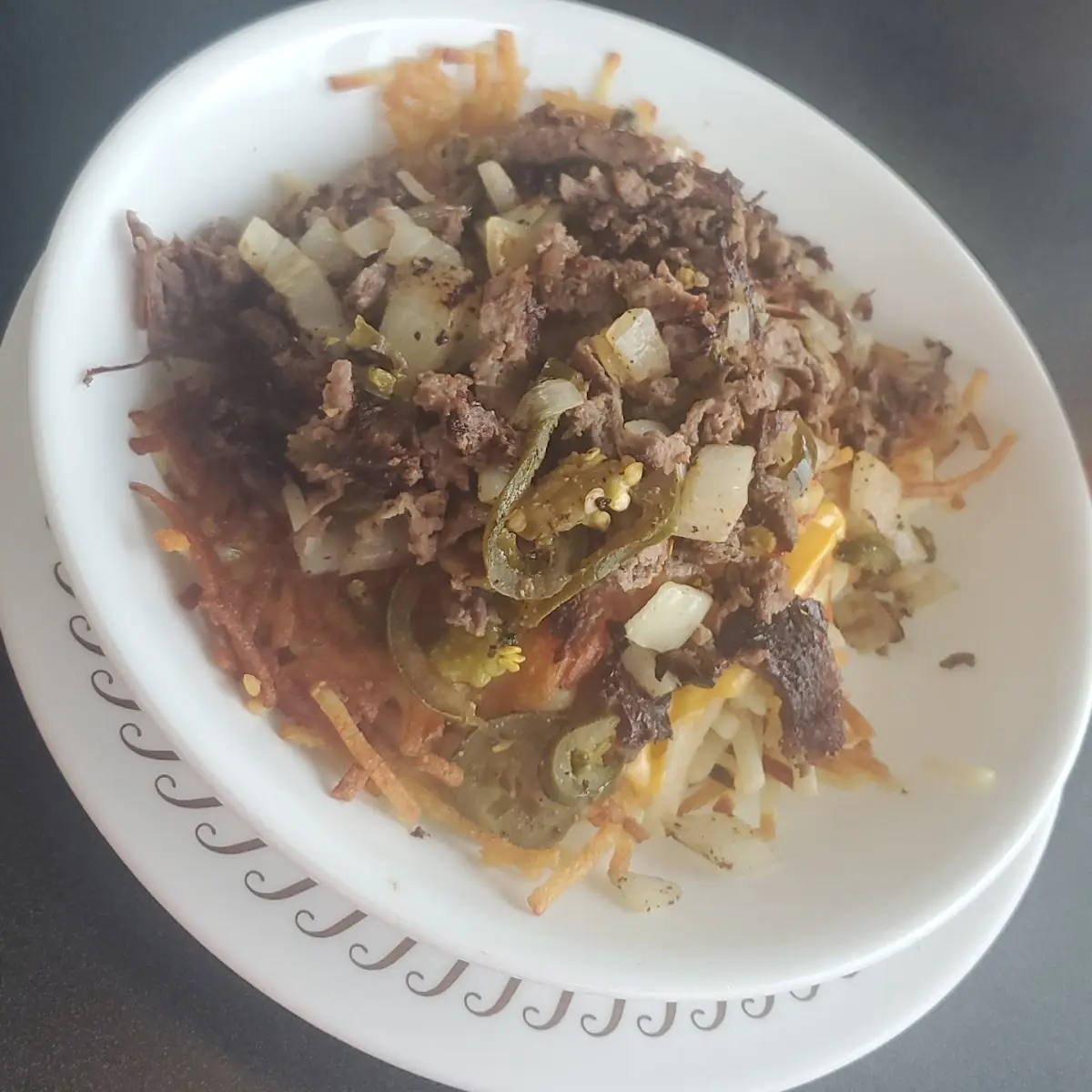Philly Cheese Steak Hashbrown Bowl