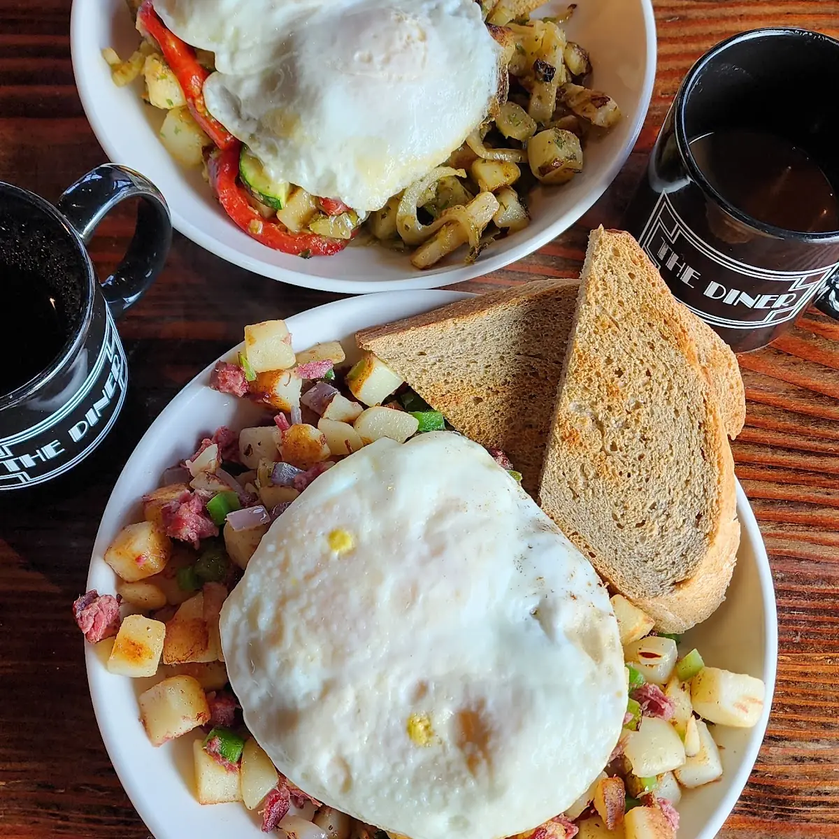 Veggie Hash and Corned Beef Hash