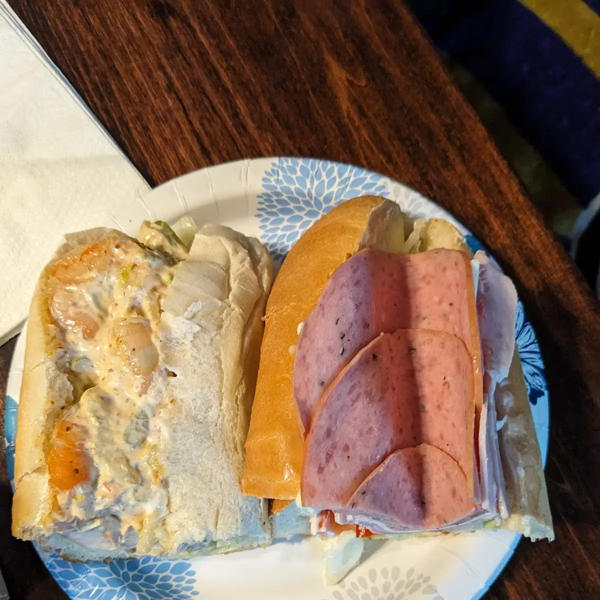 1 2 American Cold Cut & 1 2 Shrimp Salad Sub