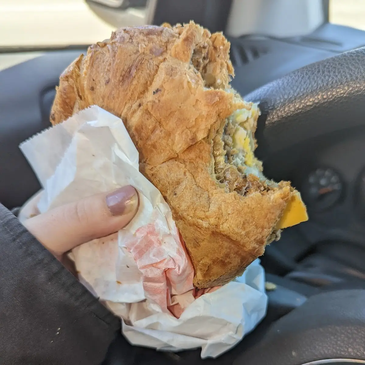 Sausage Egg and Cheese Croissant Sandwich