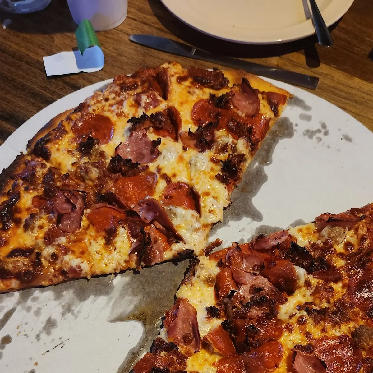 Bacon Pepperoni and Sausage Pizza
