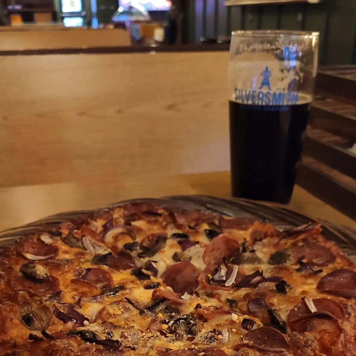 Pepperoni Onions Mushroom Pizza, Camp Cataract
