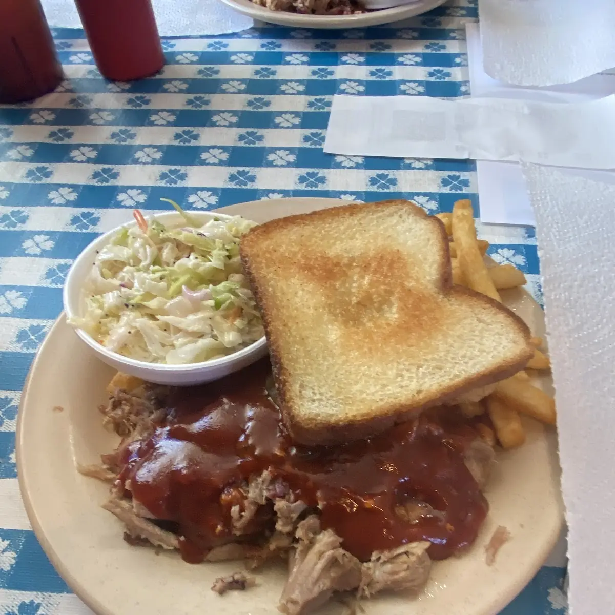 Pulled Pork Fries and Coleslaw