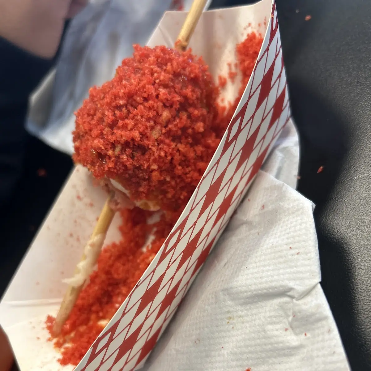 Hot Cheetos Corn Dog w Spicy Mayo