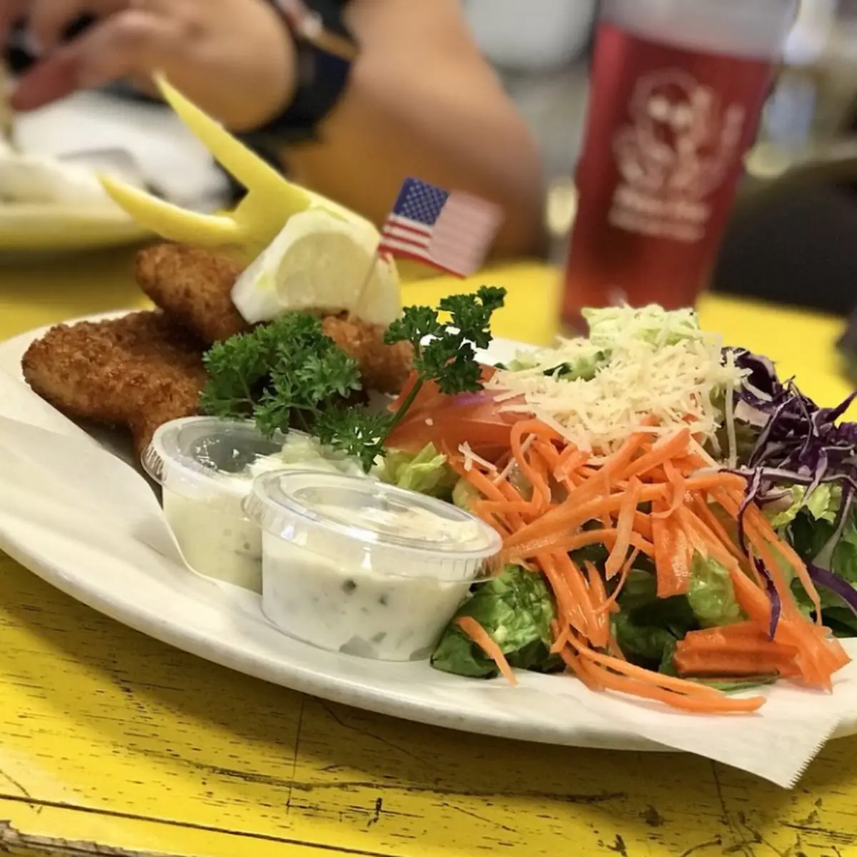 2 Piece Cod Fish and Chips with Salad