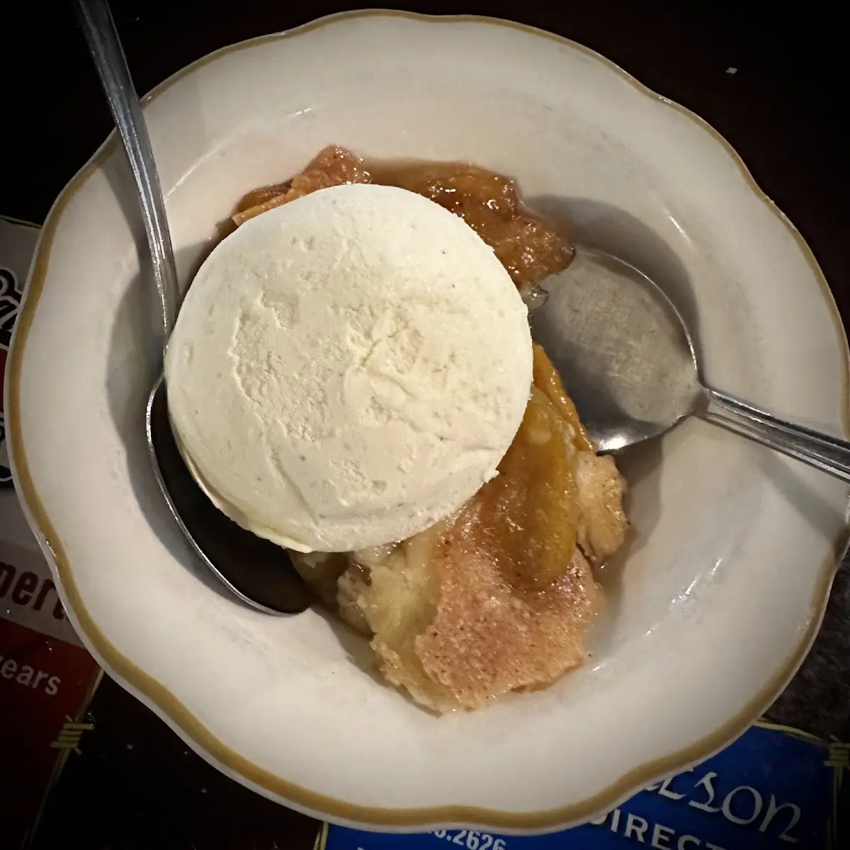 Peach Cobbler with Ice Cream