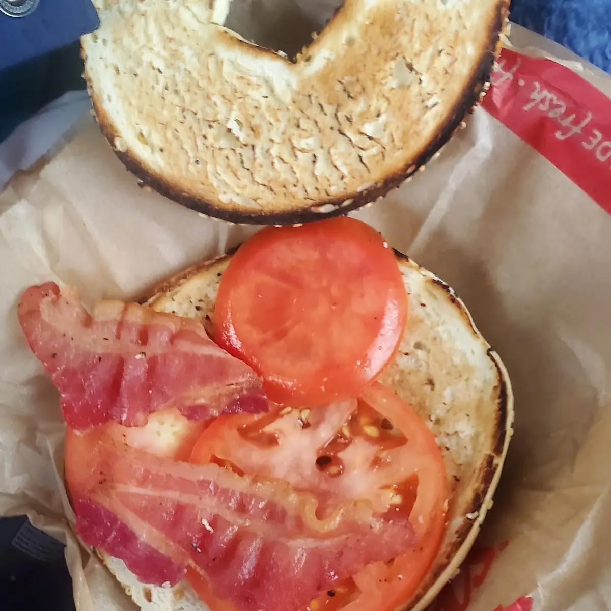 Bagel with Cream Cheese Bacon and Tomato, Tim Hortons