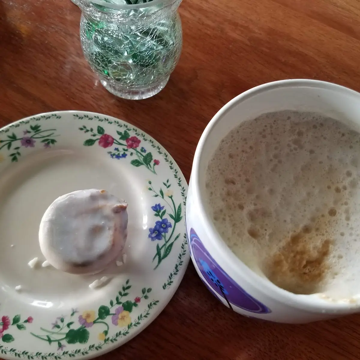Chai Latte and Cinnamon Roll