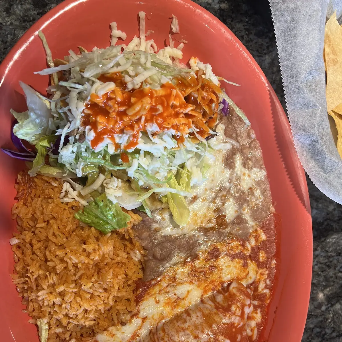 1 2 Order Cheese Enchilada Dinner with a Crunchy Beef Taco
