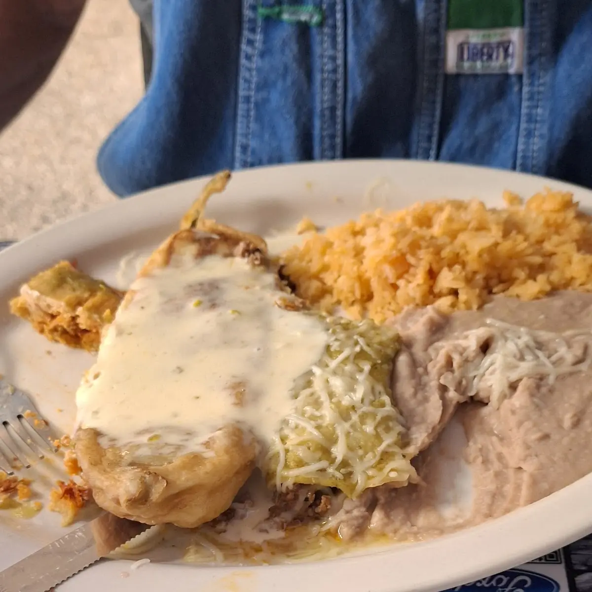 Tamale Chile Relleno Enchilada Rice and Beans