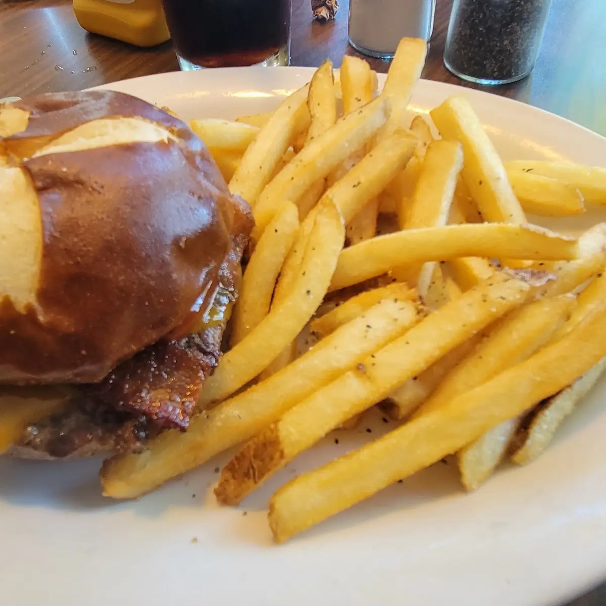 Bacon Cheeseburger on Pretzel Bun