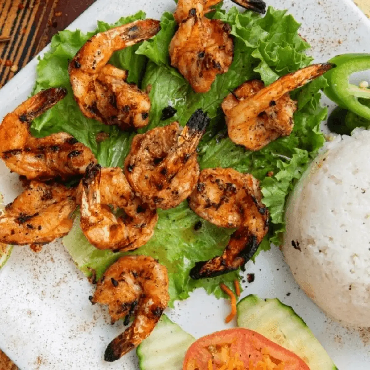 Grilled Shrimp Plate Com Tom Nuong