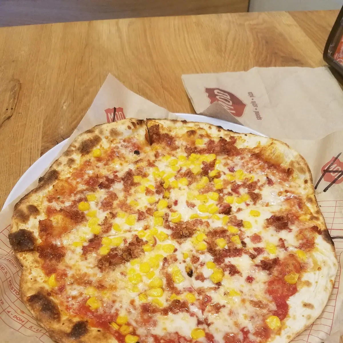 Cheese Pizza with Bacon and Corn