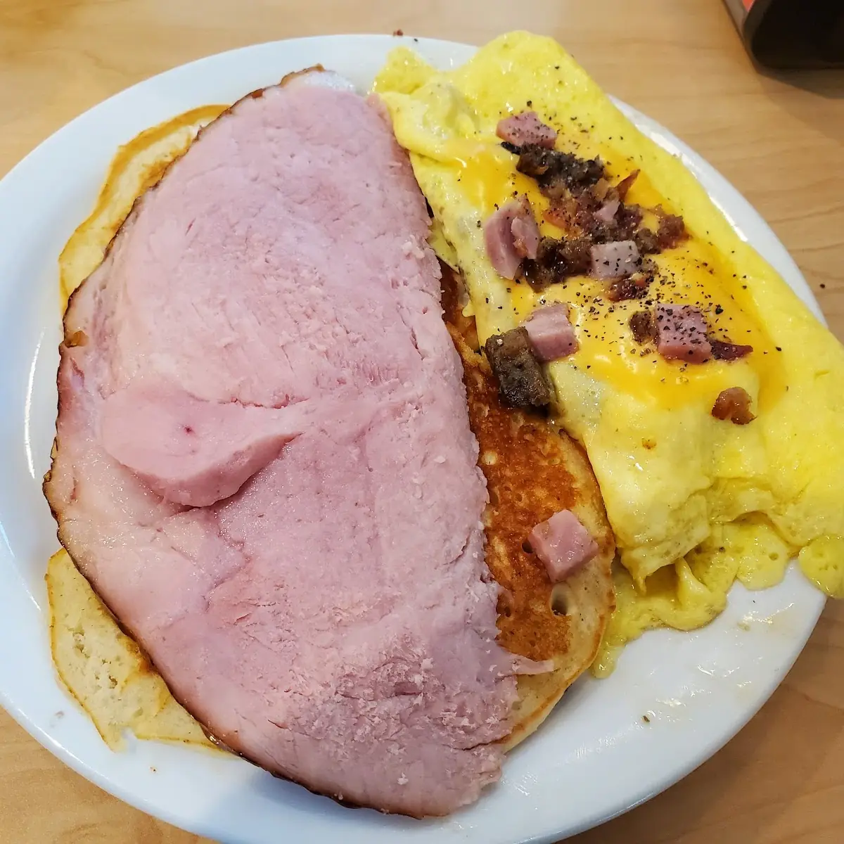 Made to Order Omelette Ham and Pancakes