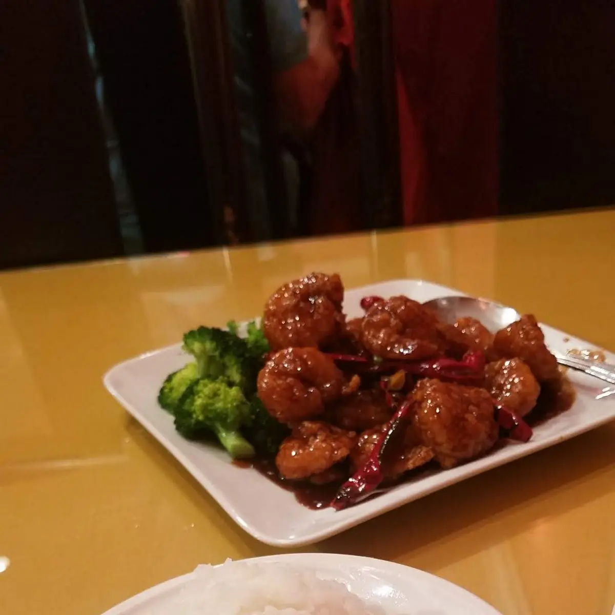 White Rice and Orange Shrimp