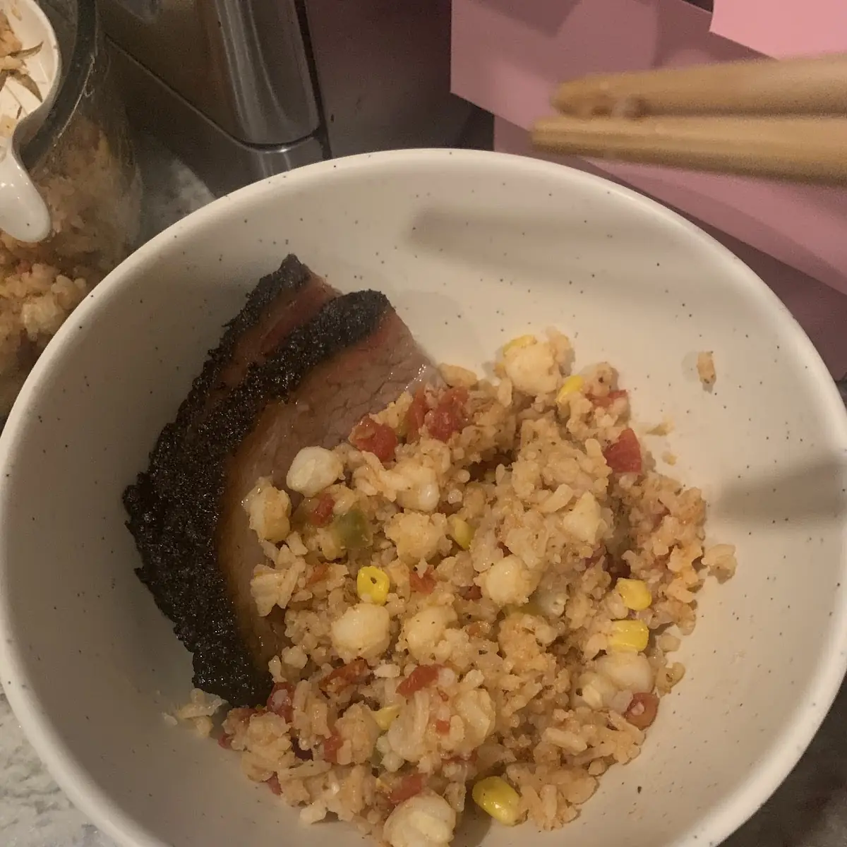 Leftover Brisket Rice Bowl