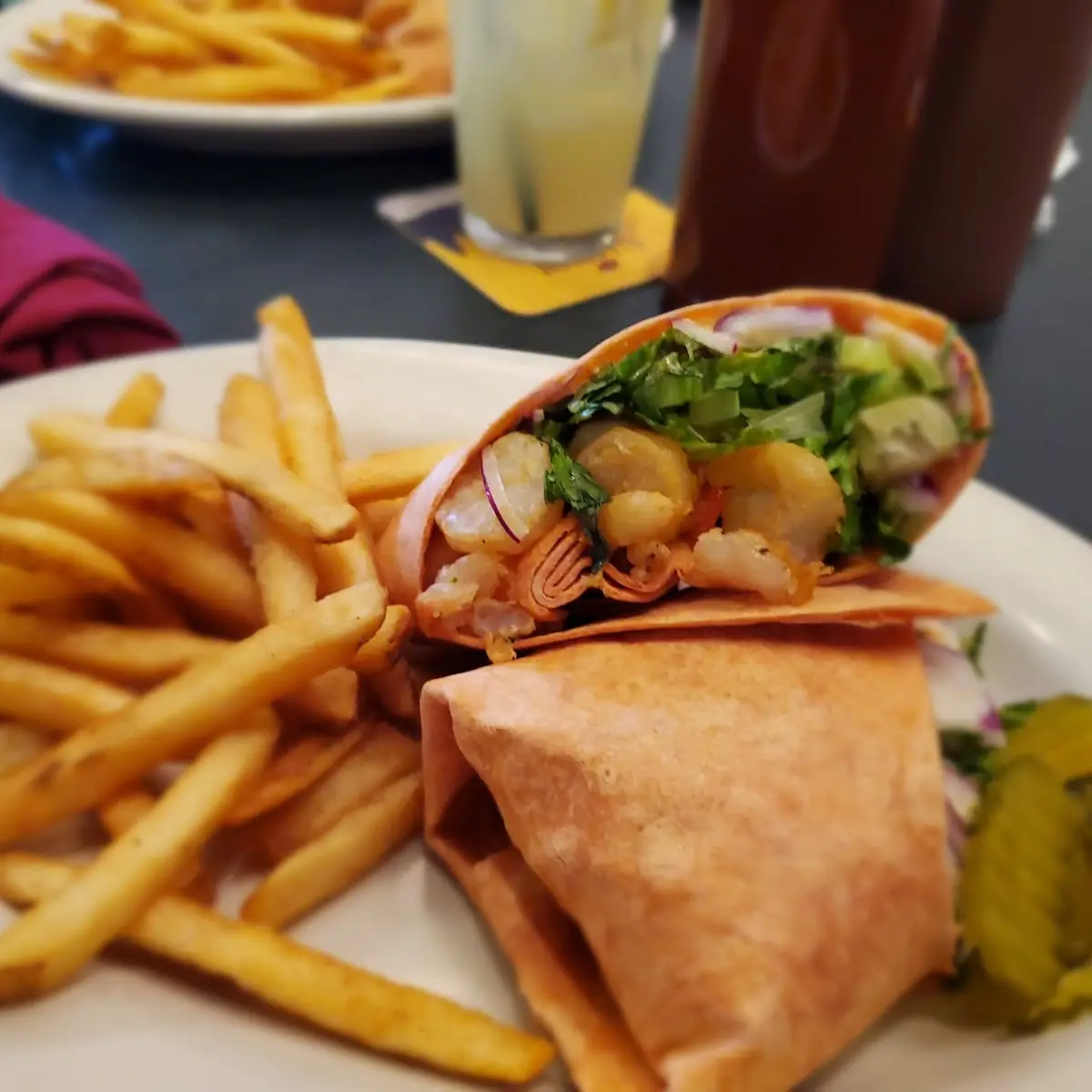 Caribbean Chicken Wrap with Fries