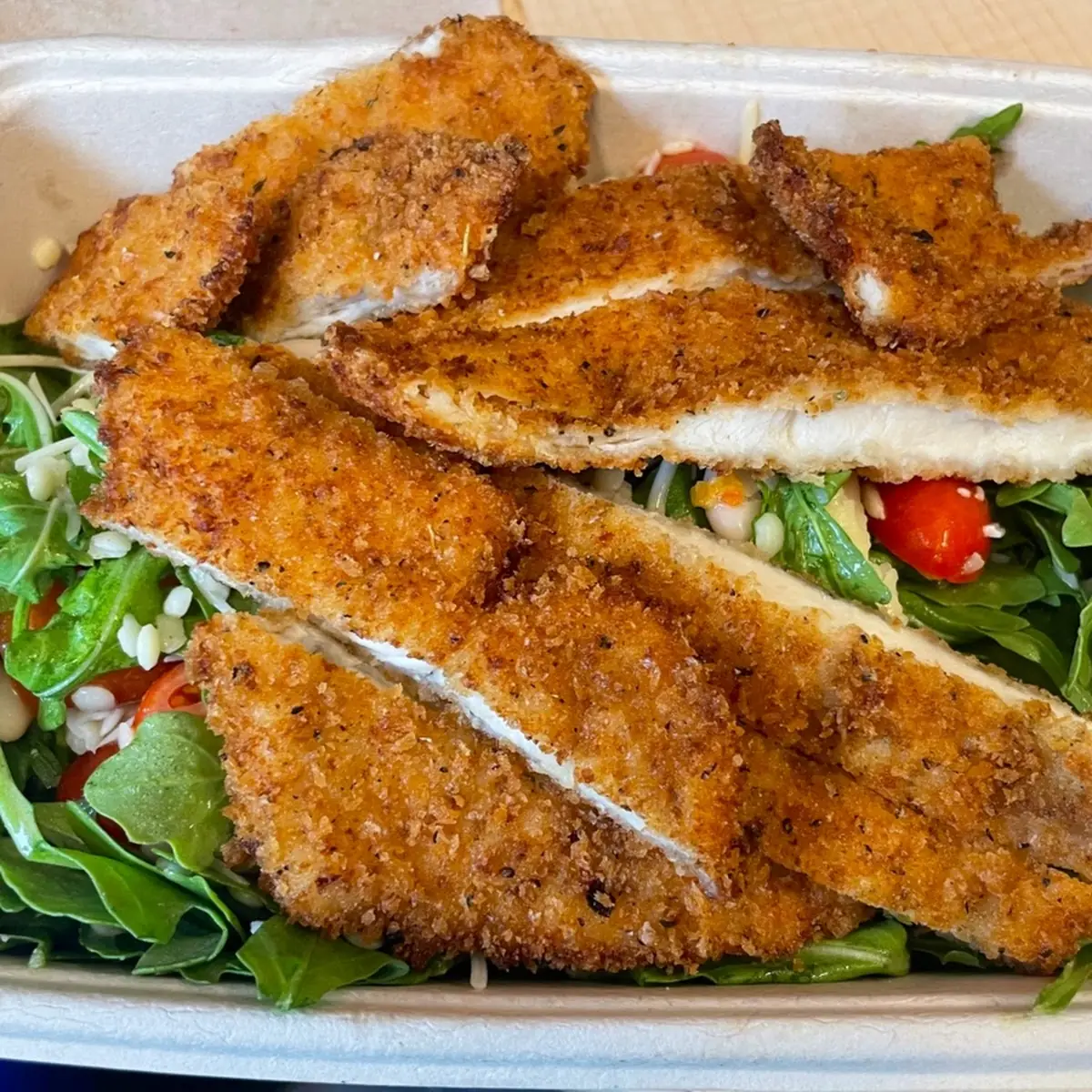 Franklin Square Salad with Breaded Chicken Cutlet