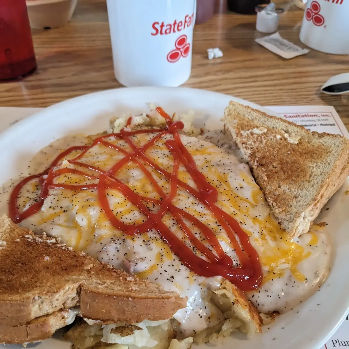 Chicken Fried Steak Eggs Toast and Hasbrowns