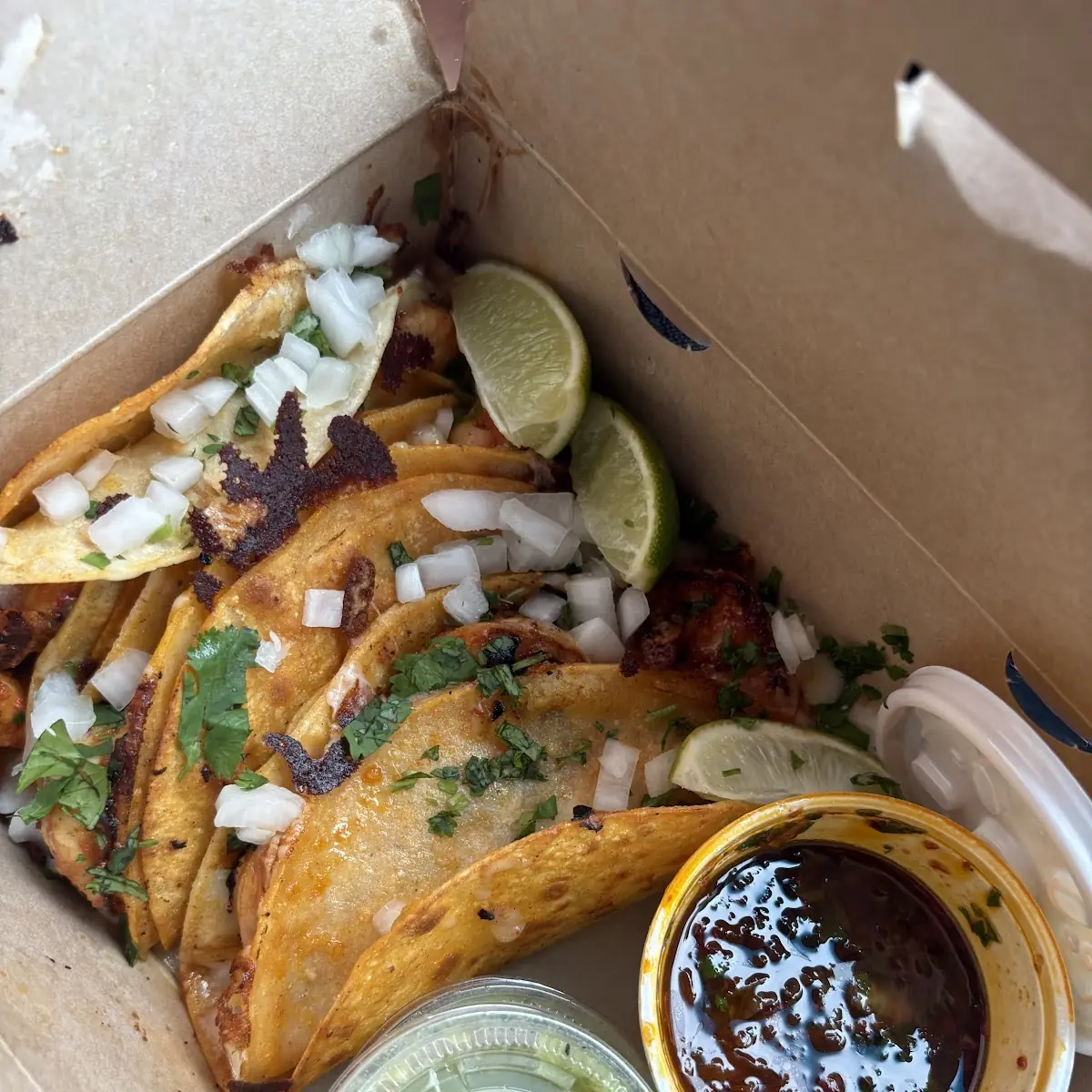 Two Tacos Korean Style Tortilla Chips Salsas