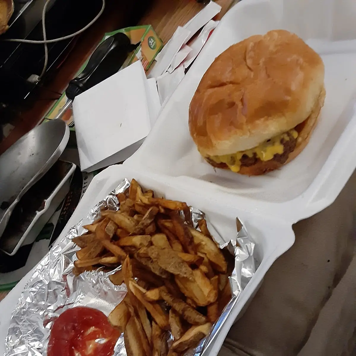 Cheese Burger and Fries