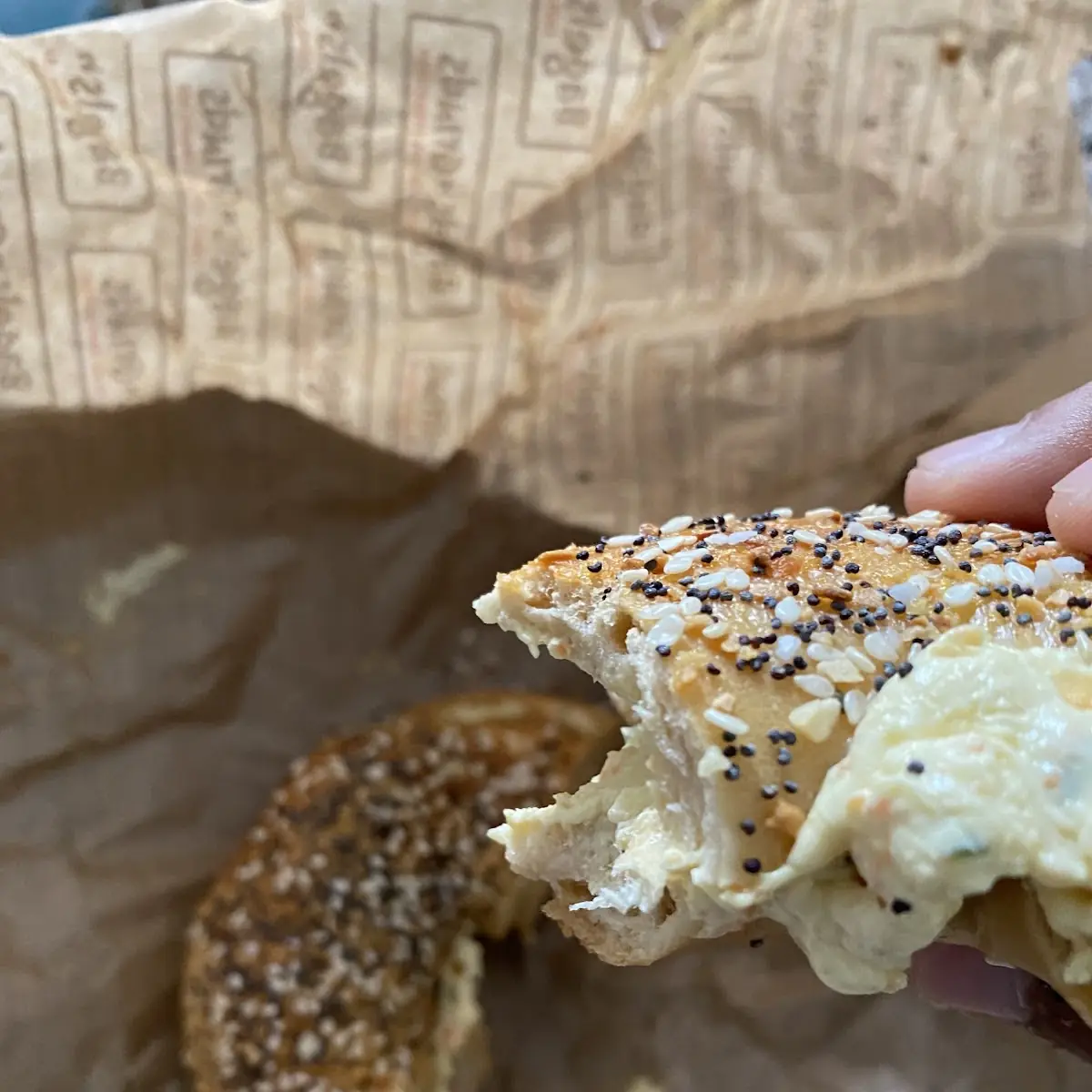 Sesame Bagel with Cream Cheese