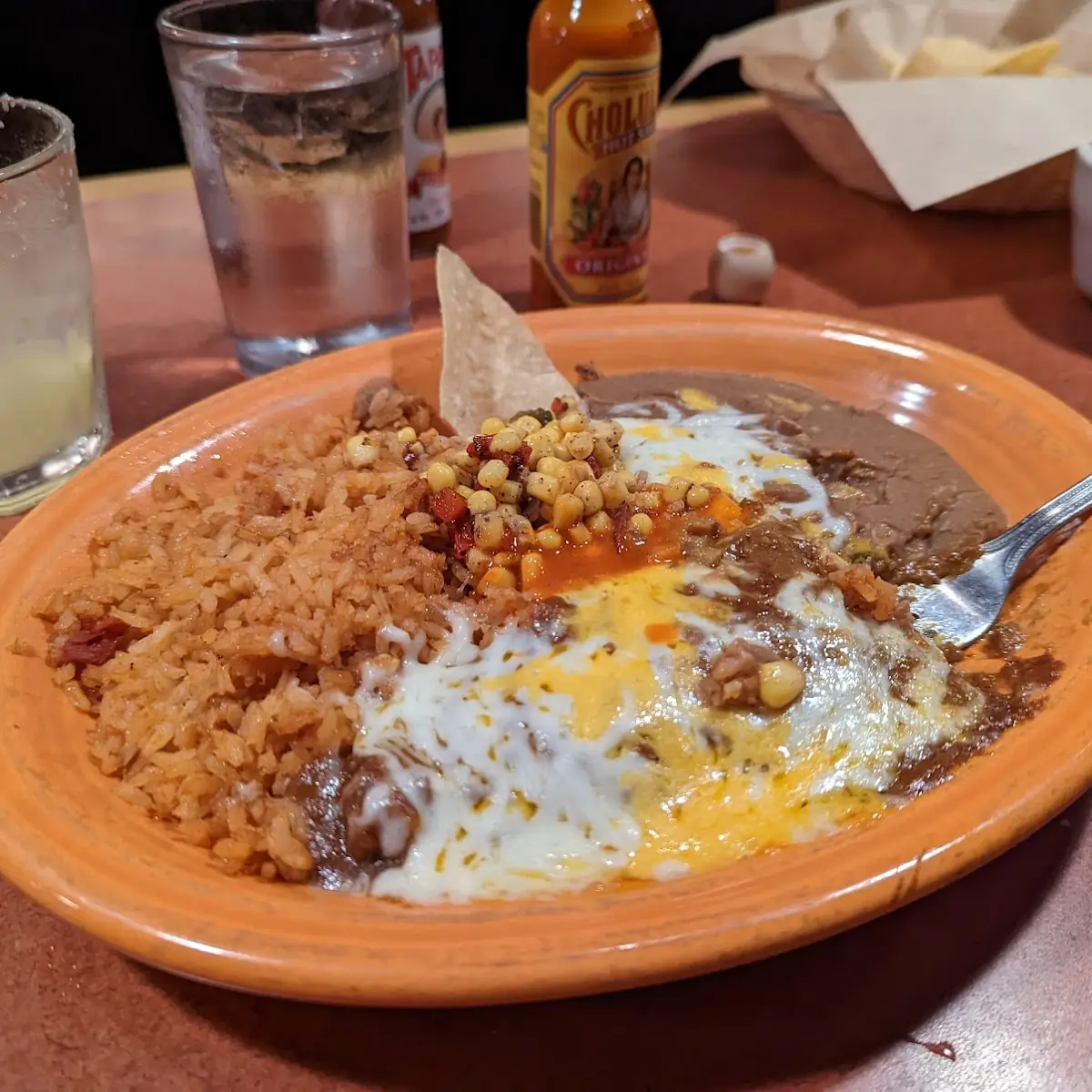 Lime Chicken Enchilada with Rice and Beans