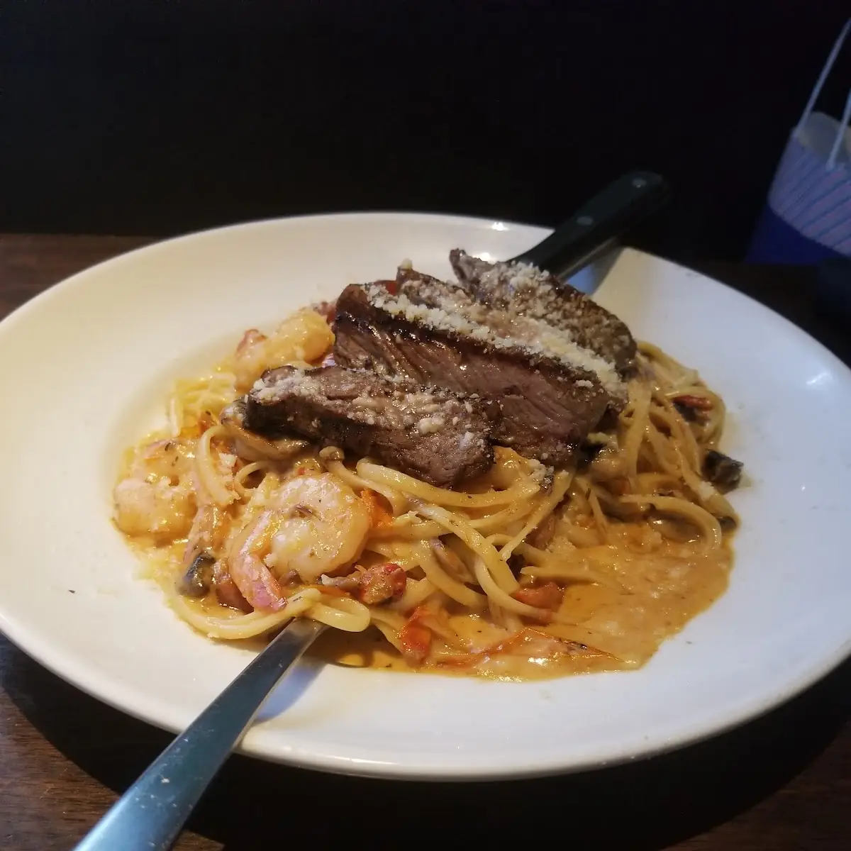 Bistro Steak & Shrimp Alfredo Linguine