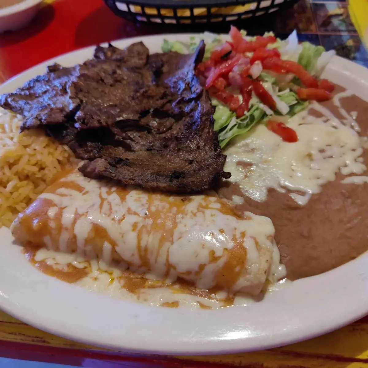Fajita Cheese Enchilada and Chile Relleno