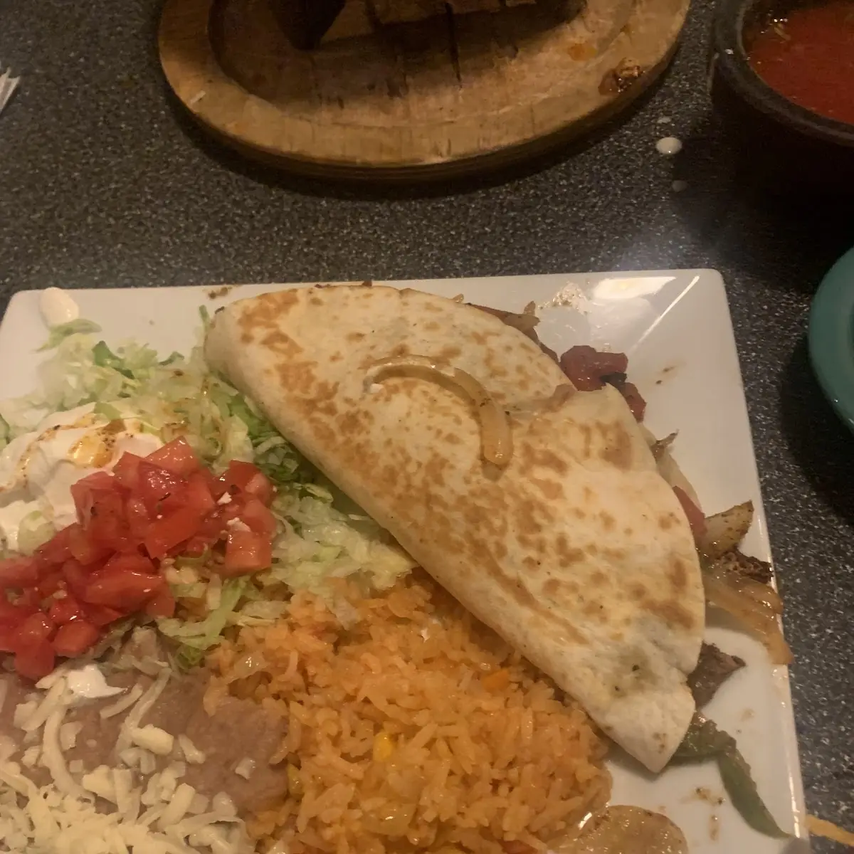 Steak Quesadilla Rice and Beans