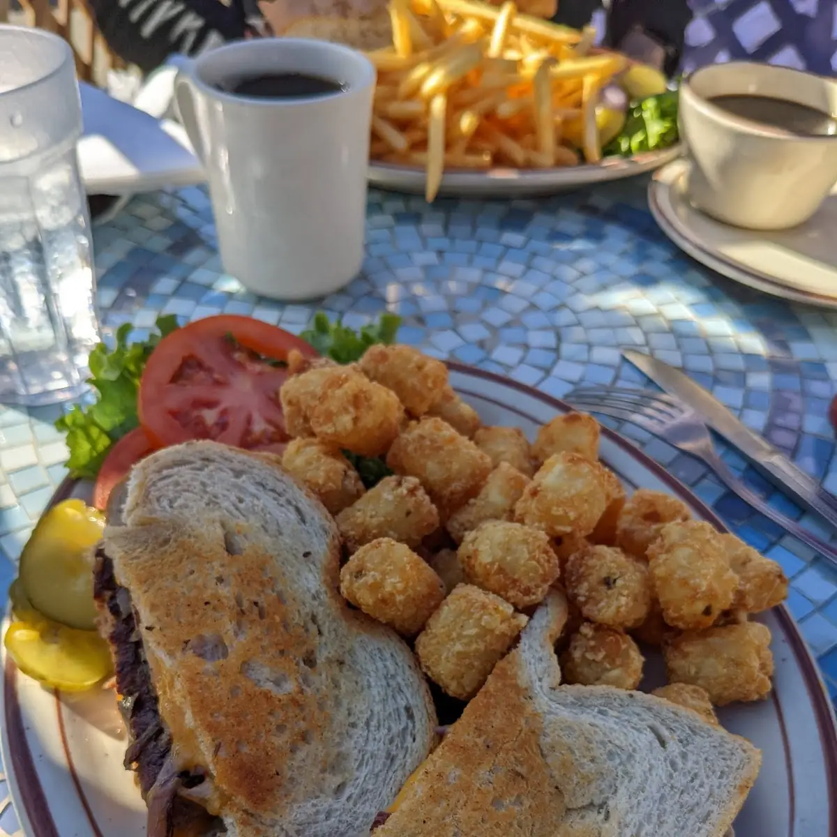 Patty Melt Burger with Tater Tots