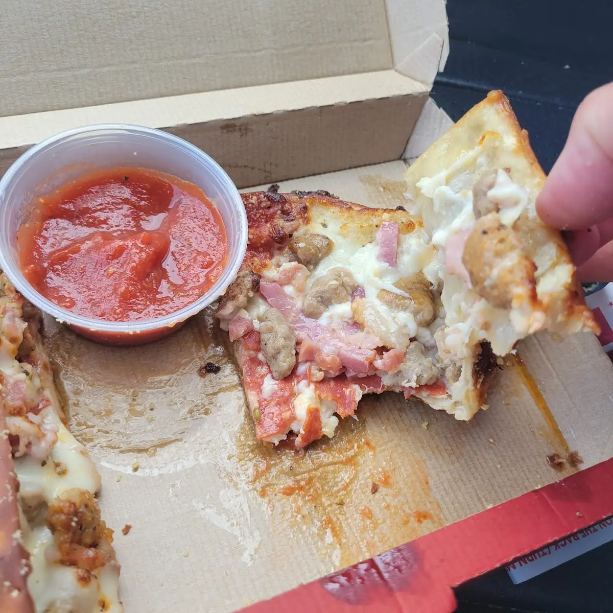 Inside of Meat Lovers Melt