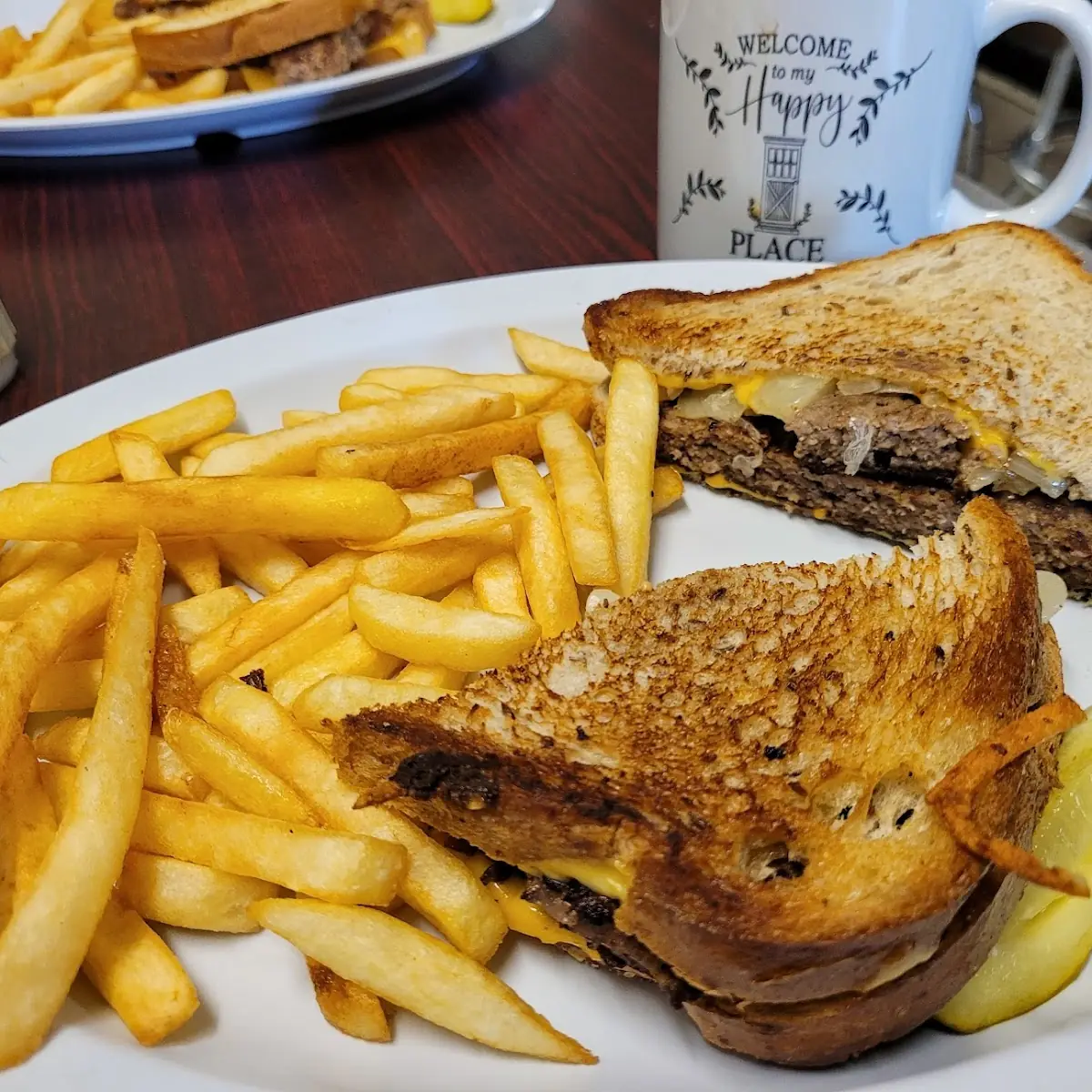 Patty Melt Sandwich and Fries