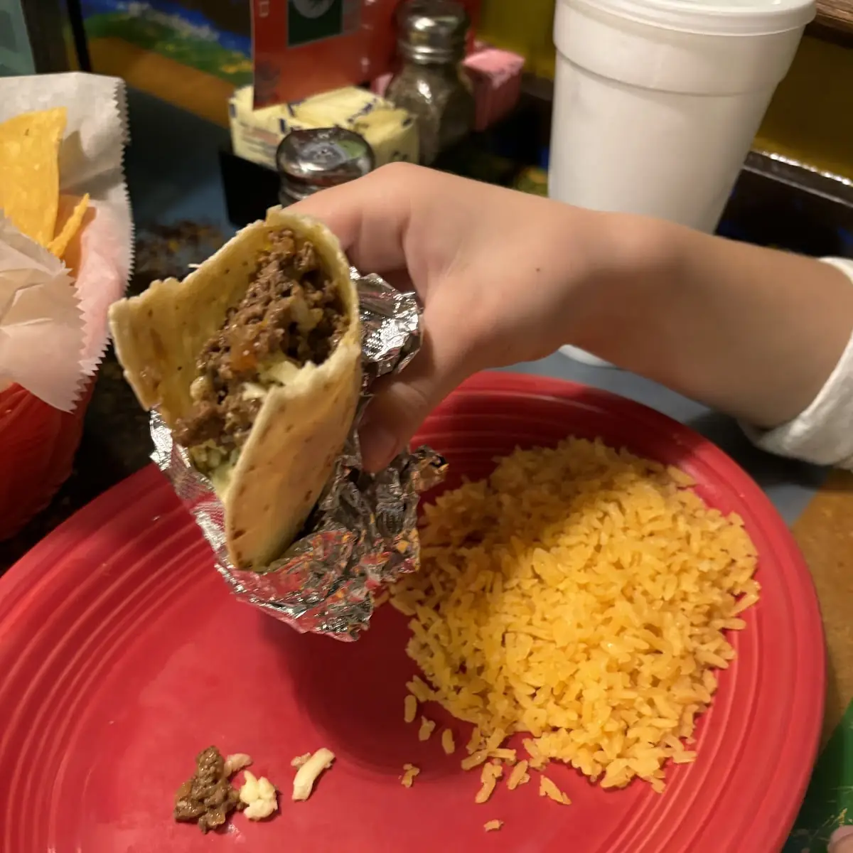 Kids Soft Taco and Rice