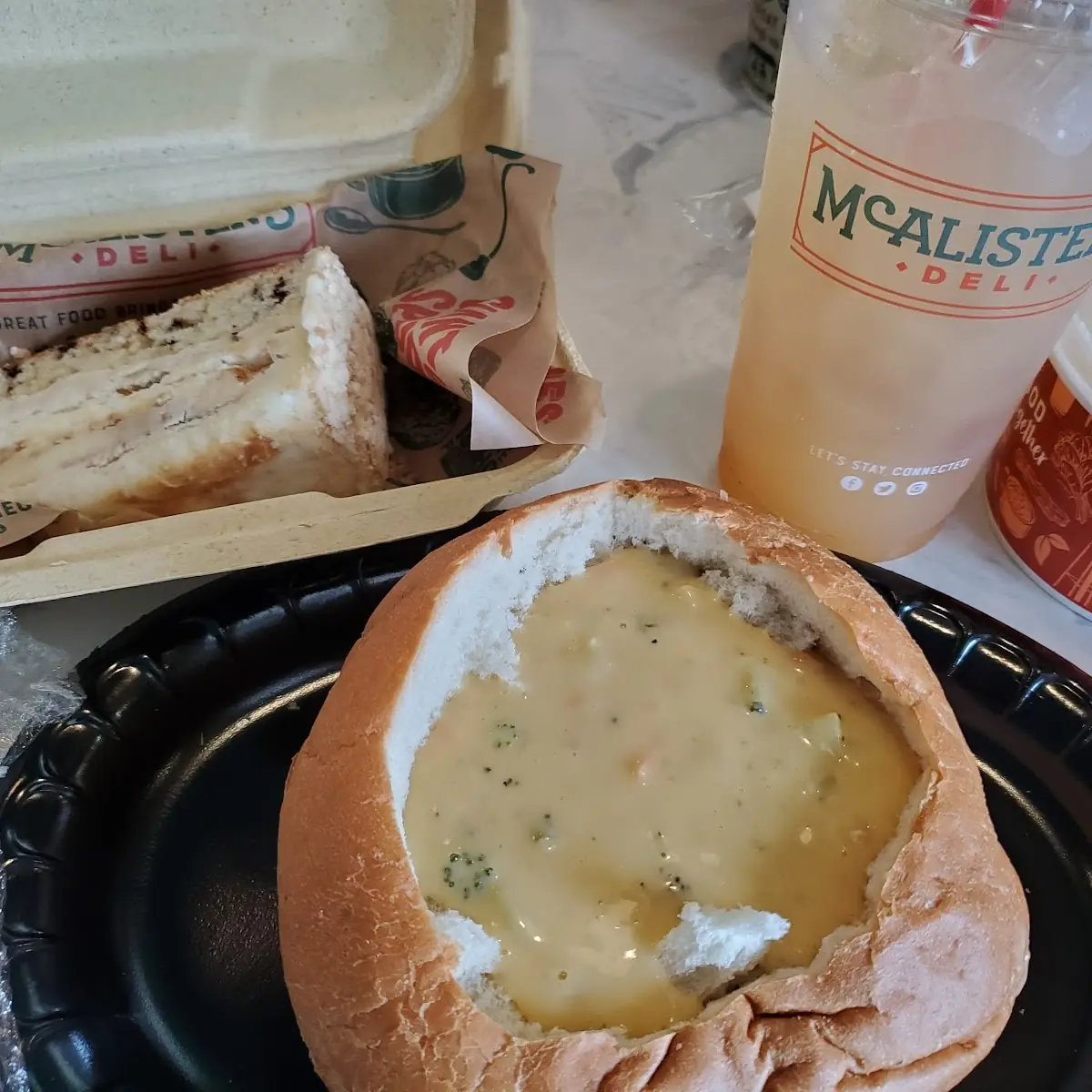 Broccoli Cheddar Soup in a Bread Bowl