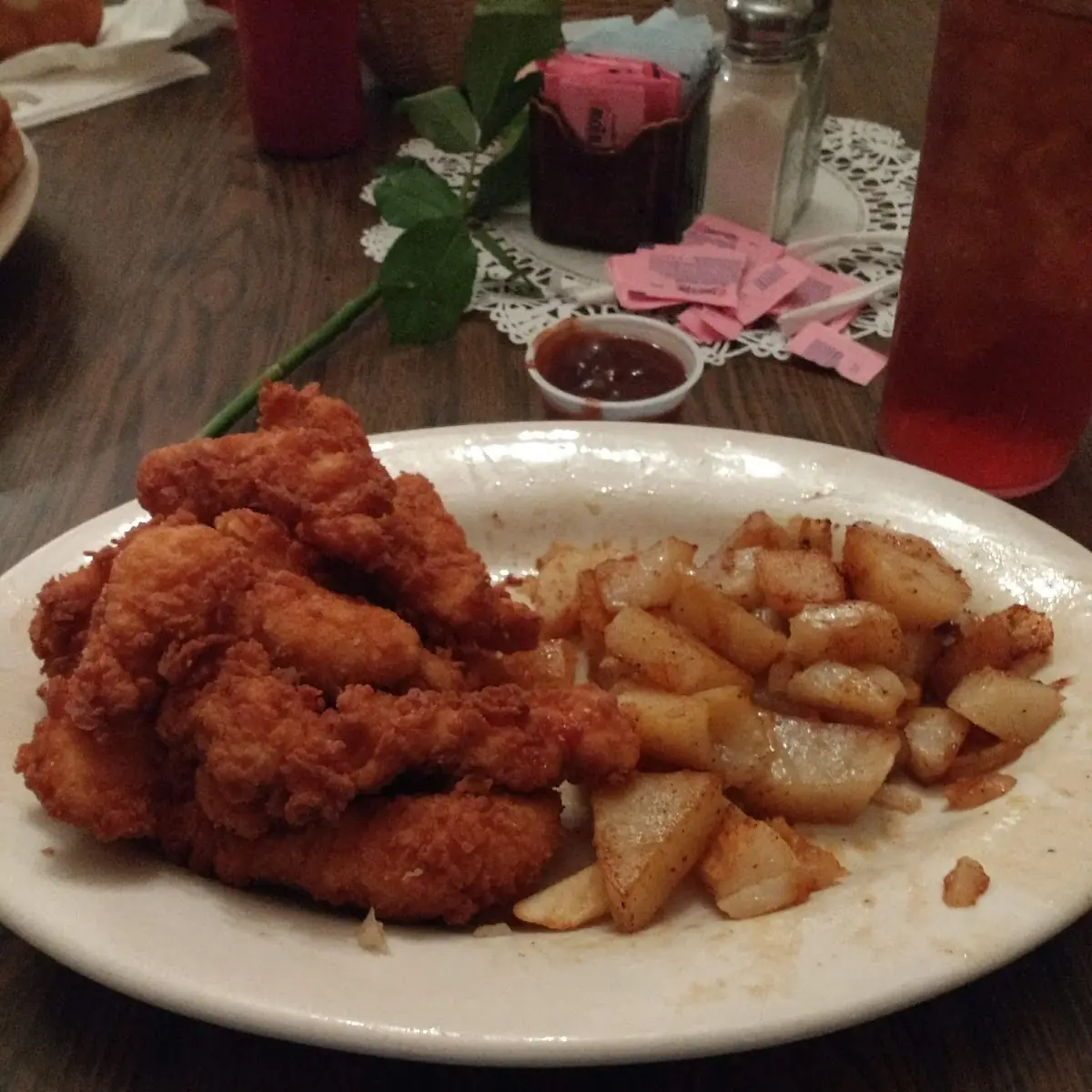 Chicken Strip Dinner with Hash Browns