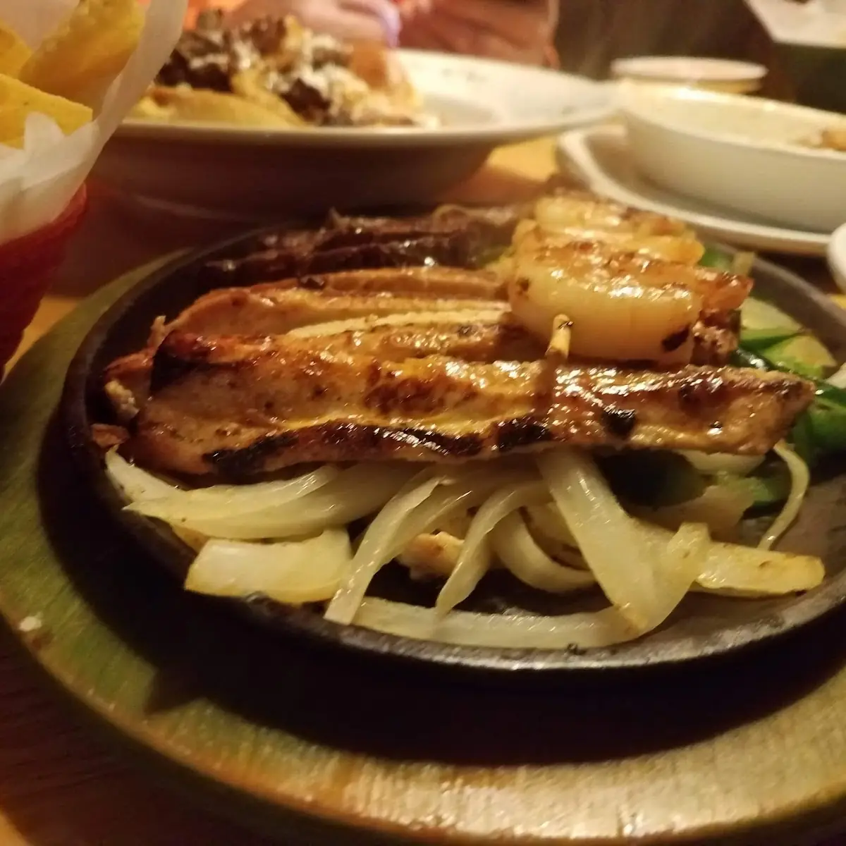 Scallops Chicken and Beef Fajitas