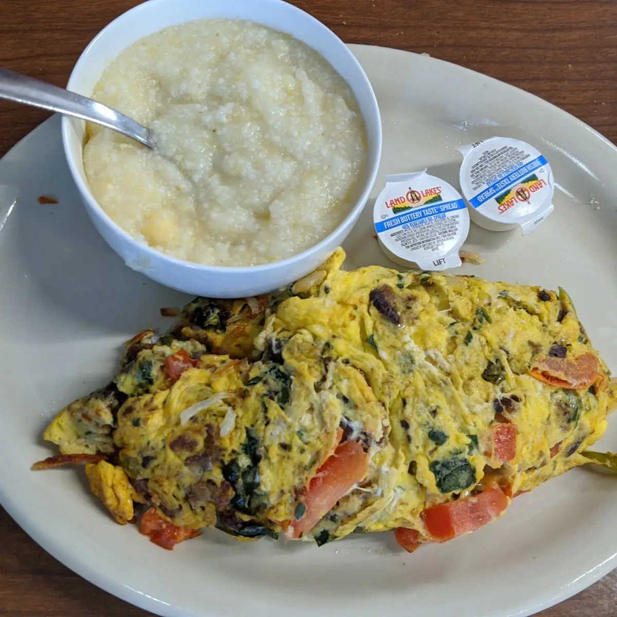 Spinach Feta Tomato Onion Omelette