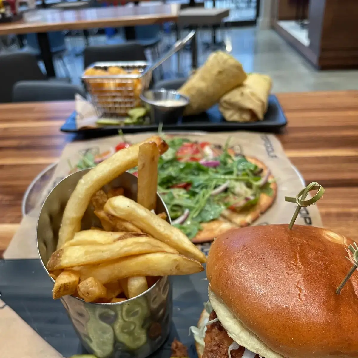 Fries and Fried Chicken Sandwich