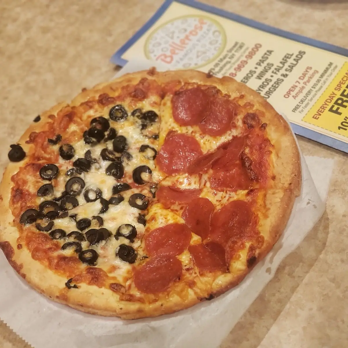 Half & Half Pepperoni Black Olive
