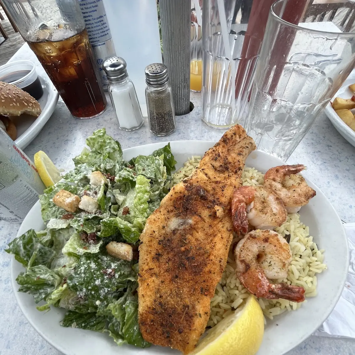 Grilled Shrimp Caesar Salad, Blue Anchor