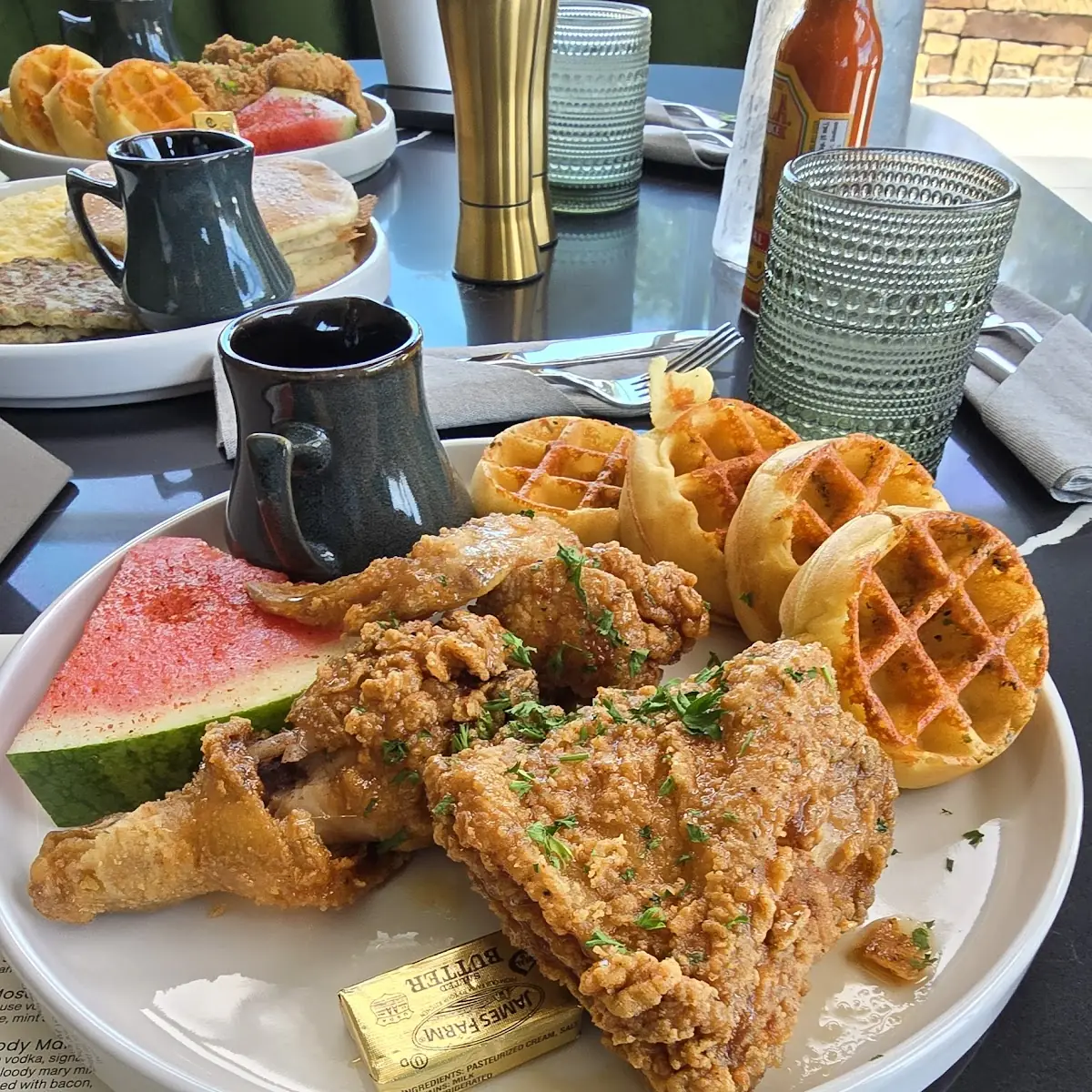 Hot Honey Fried Chicken and Waffles