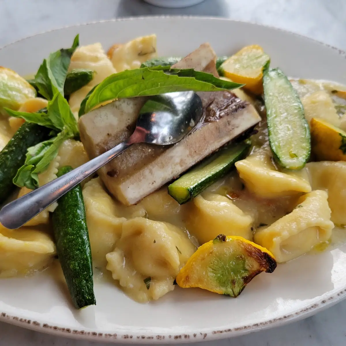 Agnolotti Filled with Ricotta Bone Marrow Fava Foraged Wild Fennel