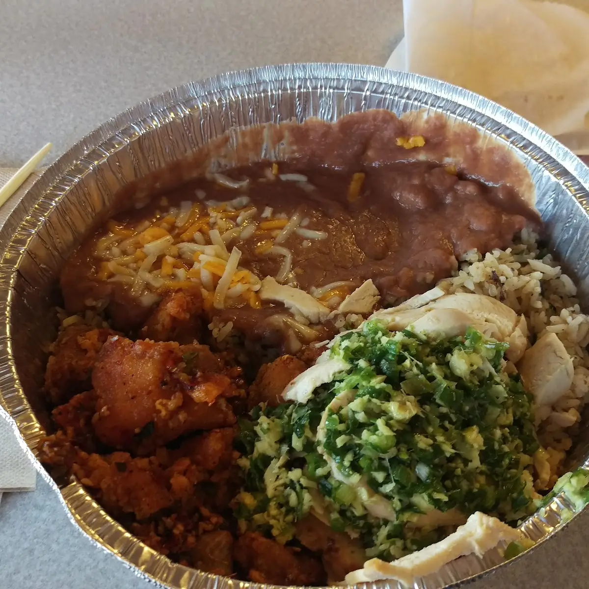 Fried Rice and Refried Beans