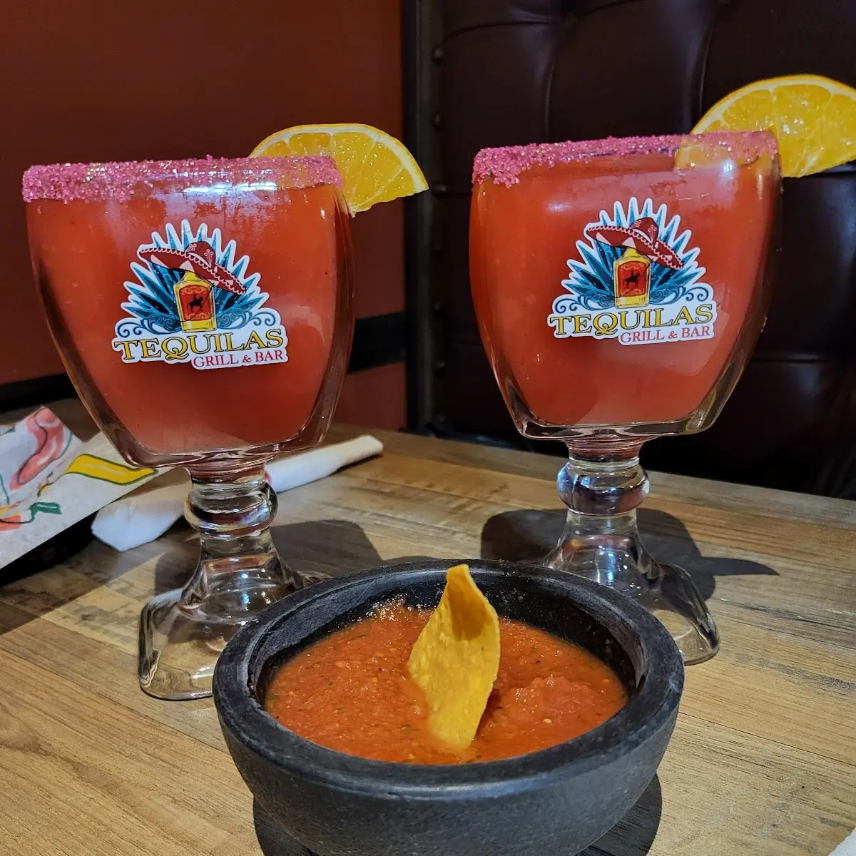 House Salsa and Strawberry Margarita