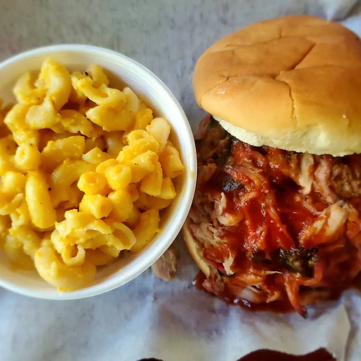 Mac and Cheese BBQ Pork Sandwich