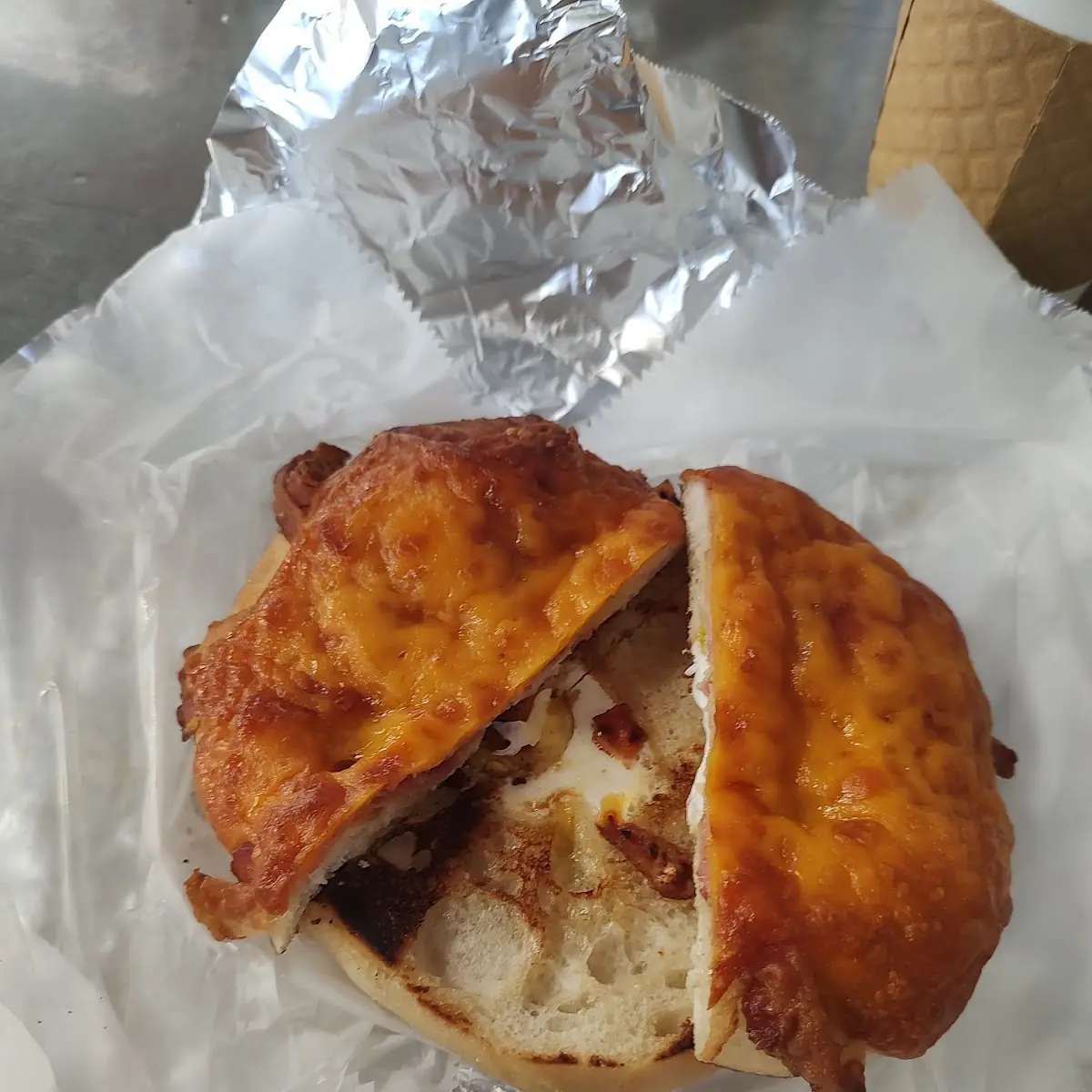 Buttered Pork Roll Egg and Cheese Bagel