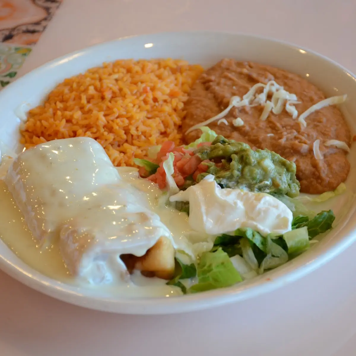 One Chile Relleno One Beef Taco & One Beef Enchilada with Rice & Refried Beans