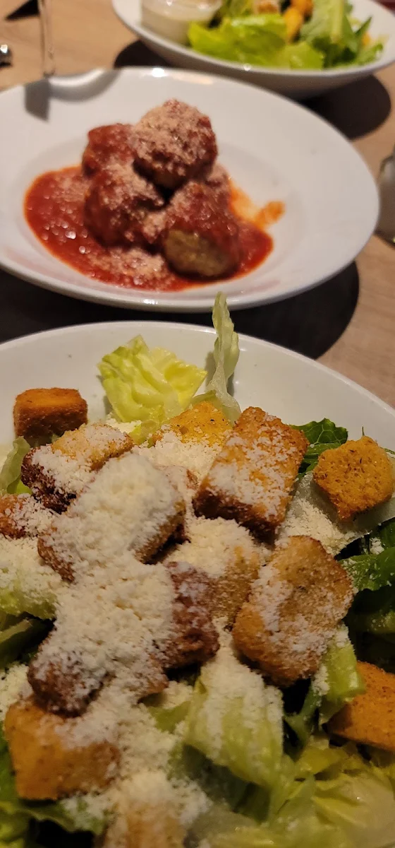 Cheese Slice and Caesar Salad