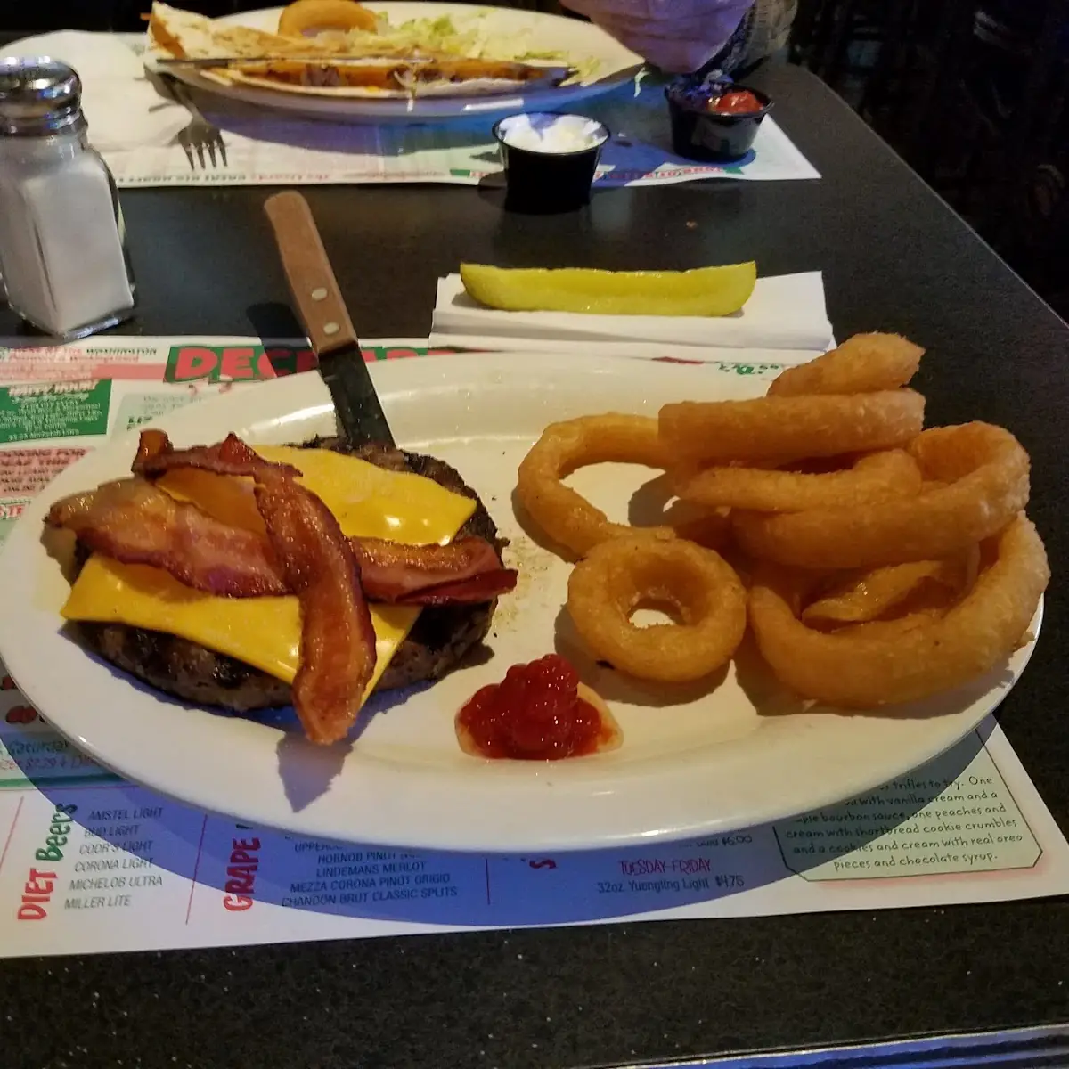 Bacon Cheeseburger with Onion Rings
